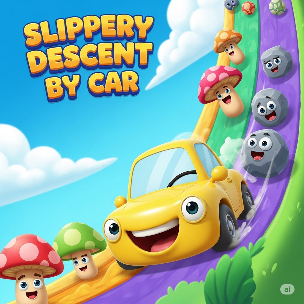 Slippery Descent By Car